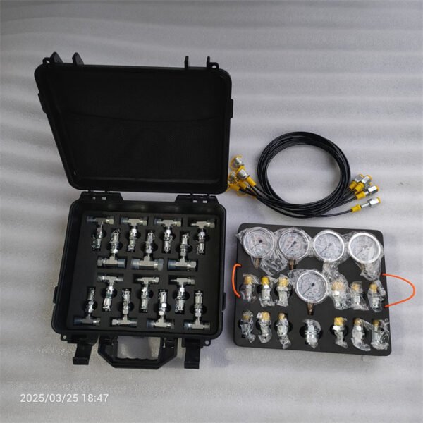 Hydraulic Pressure Test Kit 5 Gauges for CAT/CASE/John Deere Excavator - Image 4
